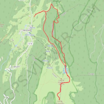 Trace GPS Jura : Crêt de la Goutte, itinéraire, parcours