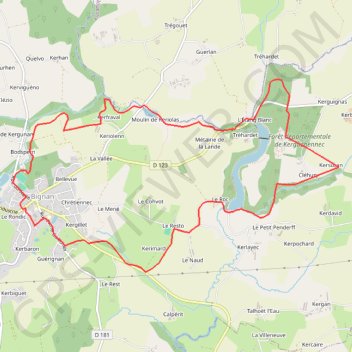 Trace GPS Circuit de Kerguéhennec - Bignan, itinéraire, parcours