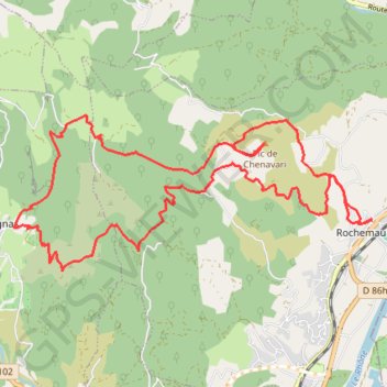 Trace GPS Rochemaure-Pic de Chenavari, itinéraire, parcours