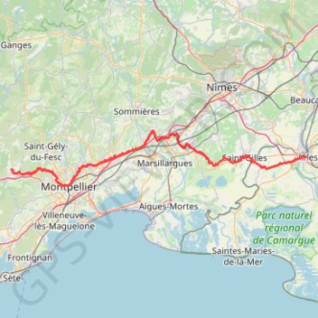 Trace GPS GR653 De Arles (Bouches-du-Rhône) à Montarnaud (Hérault), itinéraire, parcours
