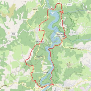 Trace GPS Tour du barrage de Grangent, itinéraire, parcours
