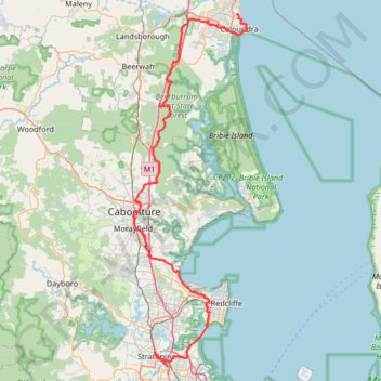 Trace GPS Brisbane - Currimundi, itinéraire, parcours