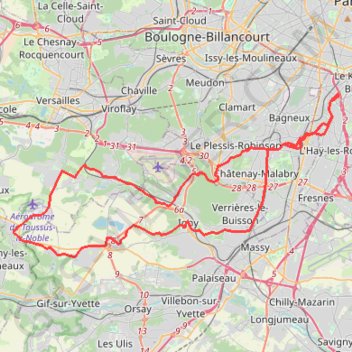Trace GPS Balade entre Bièvre et plateau de Saclay, itinéraire, parcours