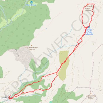 Trace GPS Le Grand Cretet par le refuge du Nant du Beurre, itinéraire, parcours
