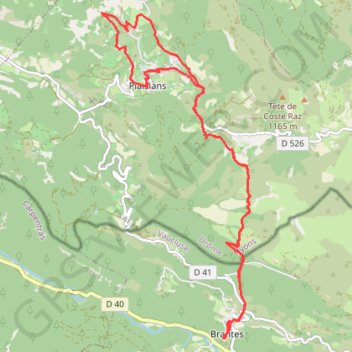 Trace GPS De Plaisians à Brantes, itinéraire, parcours