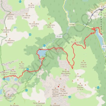 Trace GPS Randonnée Pyrénées Refuge d'Ayous au parking du lac de Fabrèges, itinéraire, parcours