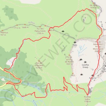Trace GPS Pic de Girantès ou du Mont Ceint depuis Coumebières, itinéraire, parcours