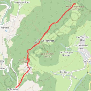 Trace GPS Mont d'Hermone depuis le Col du Feu, itinéraire, parcours