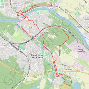 Trace GPS Autour de Moret-sur-Loing, itinéraire, parcours