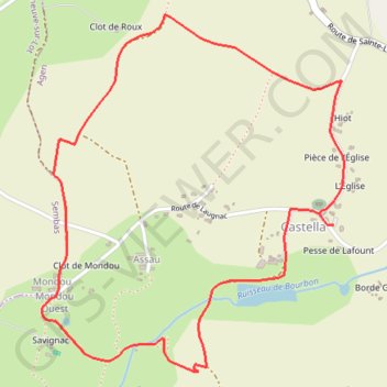 Trace GPS La promenade de Mondou - Castella, itinéraire, parcours
