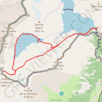Trace GPS Le Cheval Blanc Emosson, itinéraire, parcours