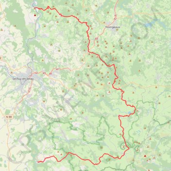 Trace GPS GR40 De Goudet à Vorey (Haute-Loire), itinéraire, parcours