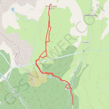 Trace GPS Mont Rosset, itinéraire, parcours