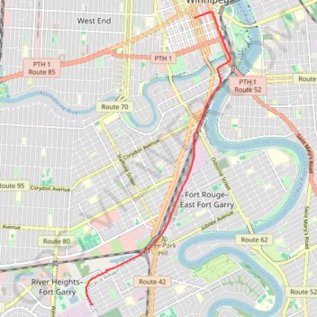 Trace GPS Part of Winnipeg BLUE line, itinéraire, parcours