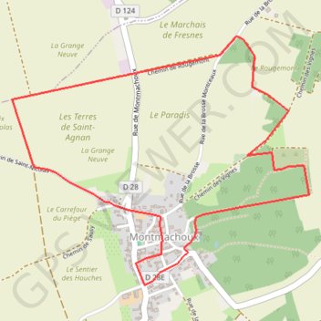 Trace GPS Balade Patrimoine de Montmachoux, itinéraire, parcours