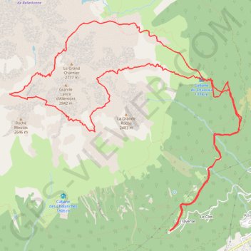 Trace GPS Tour horaire de la grande lance d'Allemond, itinéraire, parcours