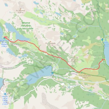 Trace GPS GR10 du parking du lac d'Aubert au lac de l'Oule, itinéraire, parcours