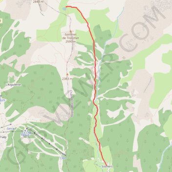 Trace GPS Souliers-Lac de Souliers, itinéraire, parcours