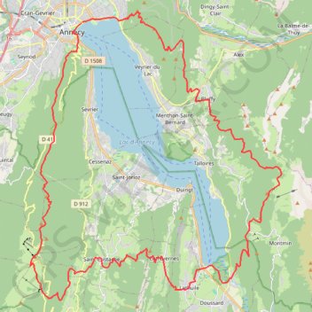 Trace GPS Tour du lac d’Annecy, itinéraire, parcours