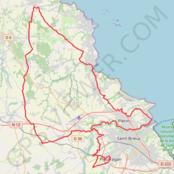 Trace GPS Ploufragan - Plouha, itinéraire, parcours