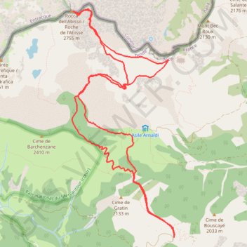 Trace GPS Roche de l'Abisse Rocca dell Abisso, itinéraire, parcours