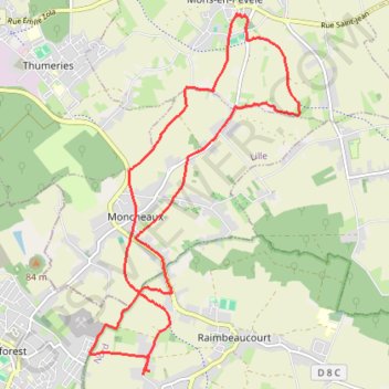Trace GPS Autour de Raimbeaucourt par Mons-en-Pévèle, itinéraire, parcours