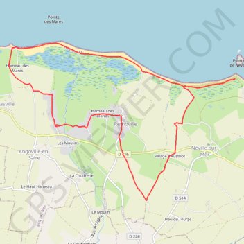Trace GPS Néville-sur-Mer (50330), itinéraire, parcours