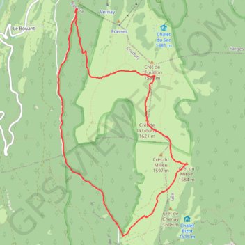 Trace GPS Randonnée au Grand Crêt d'Eau, itinéraire, parcours