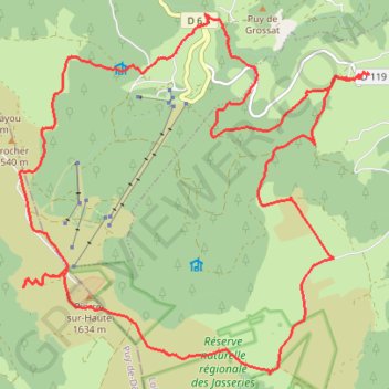 Trace GPS Les Champas Pierre-sur-Haute, itinéraire, parcours