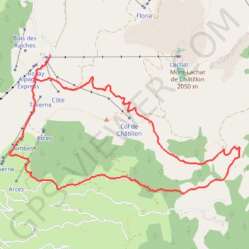 Trace GPS Tour du Roc des Arces, itinéraire, parcours