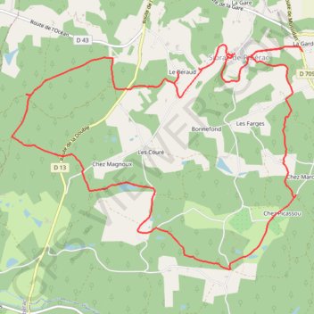 Trace GPS Siorac-de-Ribérac Course à pied, itinéraire, parcours