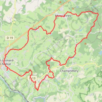 Trace GPS Rando de Saint Léonard de Noblat, itinéraire, parcours