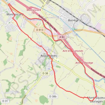 Trace GPS Ayguevisves depuis le Canal du Midi, itinéraire, parcours