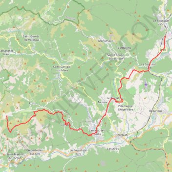 Trace GPS GR07 Le Bousquet Orb Douch, itinéraire, parcours