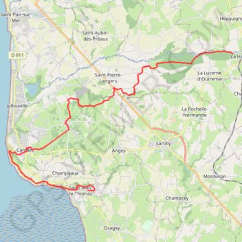 Trace GPS Le chemin aux Anglais - La haye-Pesnel à Saint Jean le Thomas, itinéraire, parcours