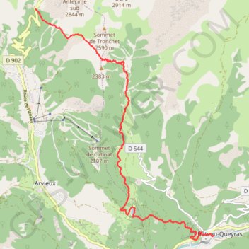 Trace GPS Col Tronchet - Chateau Queyras, itinéraire, parcours