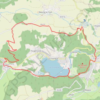 Trace GPS Autour du Lac Chambon, itinéraire, parcours