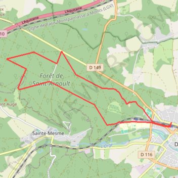 Trace GPS Dourdan boucle Chêne Saint Louis, itinéraire, parcours