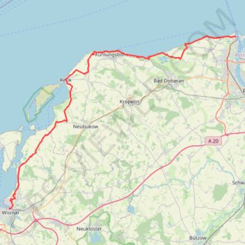 Trace GPS 01: Rostock – Wismar (Developed), itinéraire, parcours