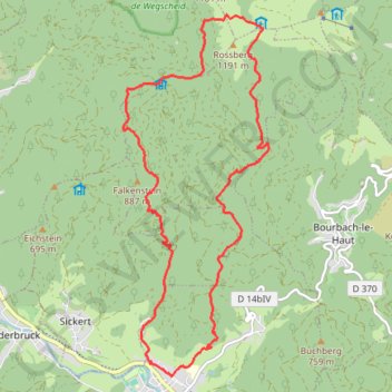 Trace GPS Masevaux le rocher du Corbeau, itinéraire, parcours