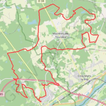 Trace GPS Rando Gadoue - Langeais, itinéraire, parcours