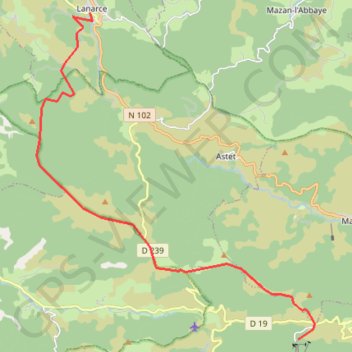 Trace GPS De Lanarce à la station de la Croix-de-Bauzon, itinéraire, parcours