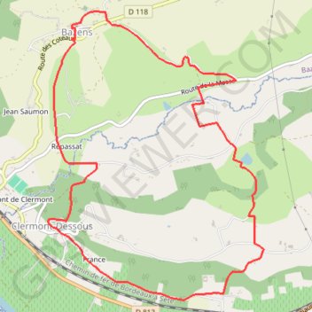 Trace GPS Rando CLERMONT DESSOUS - BAZENS, itinéraire, parcours