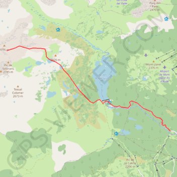 Trace GPS Pla du Carlit depuis le Pla des Avallans, itinéraire, parcours