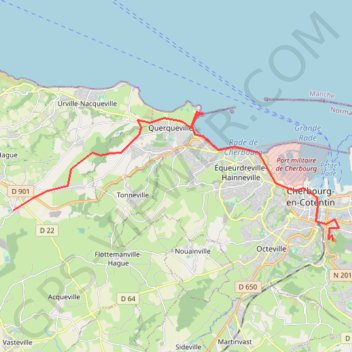 Trace GPS Cherbourg, itinéraire, parcours