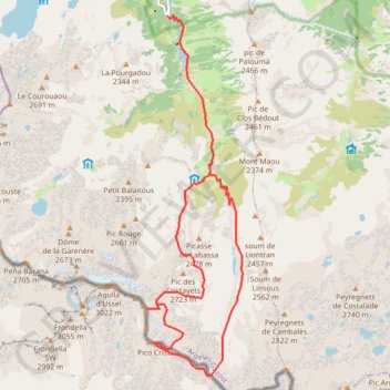 Trace GPS Pic Soulano - Gavizo-Cristail depuis la porte d'Arrens, itinéraire, parcours