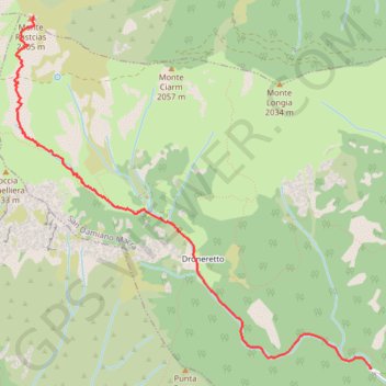 Trace GPS Monte Rastciàs, itinéraire, parcours