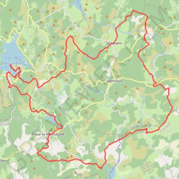 Trace GPS Le lac de Vassivière - Faux - Gentioux, itinéraire, parcours
