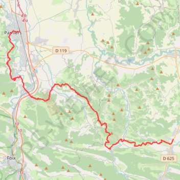 Trace GPS VTT Pamiers varilhes Laroque d'Olmes étape 4, itinéraire, parcours