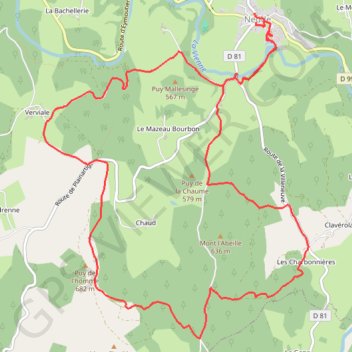Trace GPS Nedde, autour de la forêt domaniale de Chaud, itinéraire, parcours